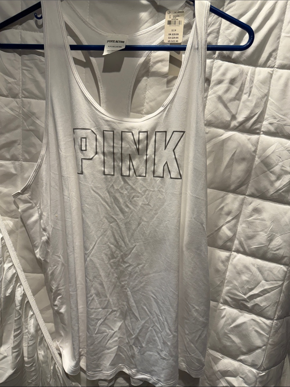 BNWT PINK White Racerback Tank Top